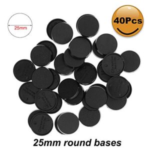 Evemodel MB325 40pcs Round Plastic Model Bases 25mm or 0.98inch for Gaming Miniatures or Wargames Table Games