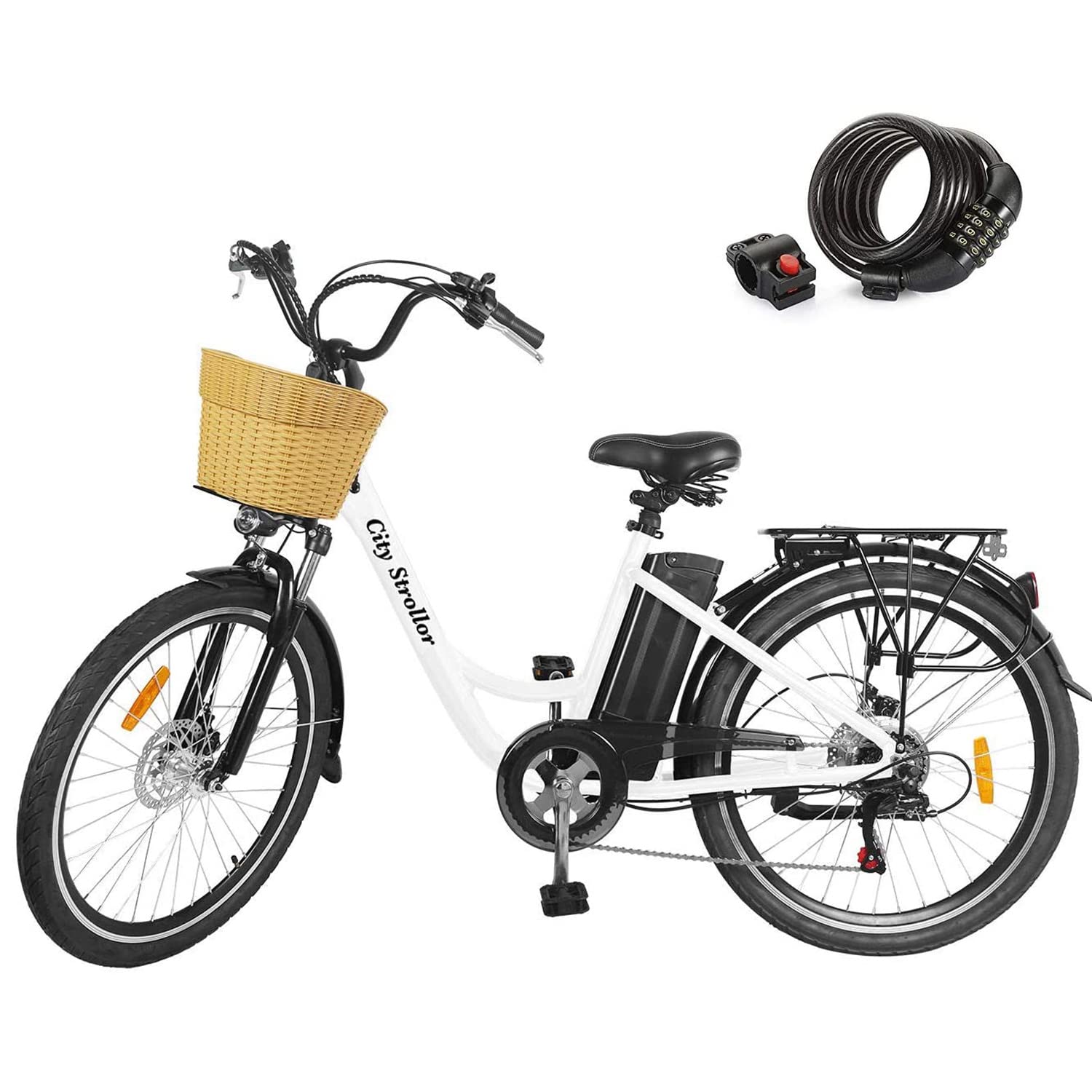 NAKTO 350W Electric Bike 26" Commuting E-Bike 6 Speed Electric Bikes for Adults City Ebike for Women High Speed Electric Bikes with 36V 10.8AH/12AH Removable Battery,Front Suspension Fork and Lock