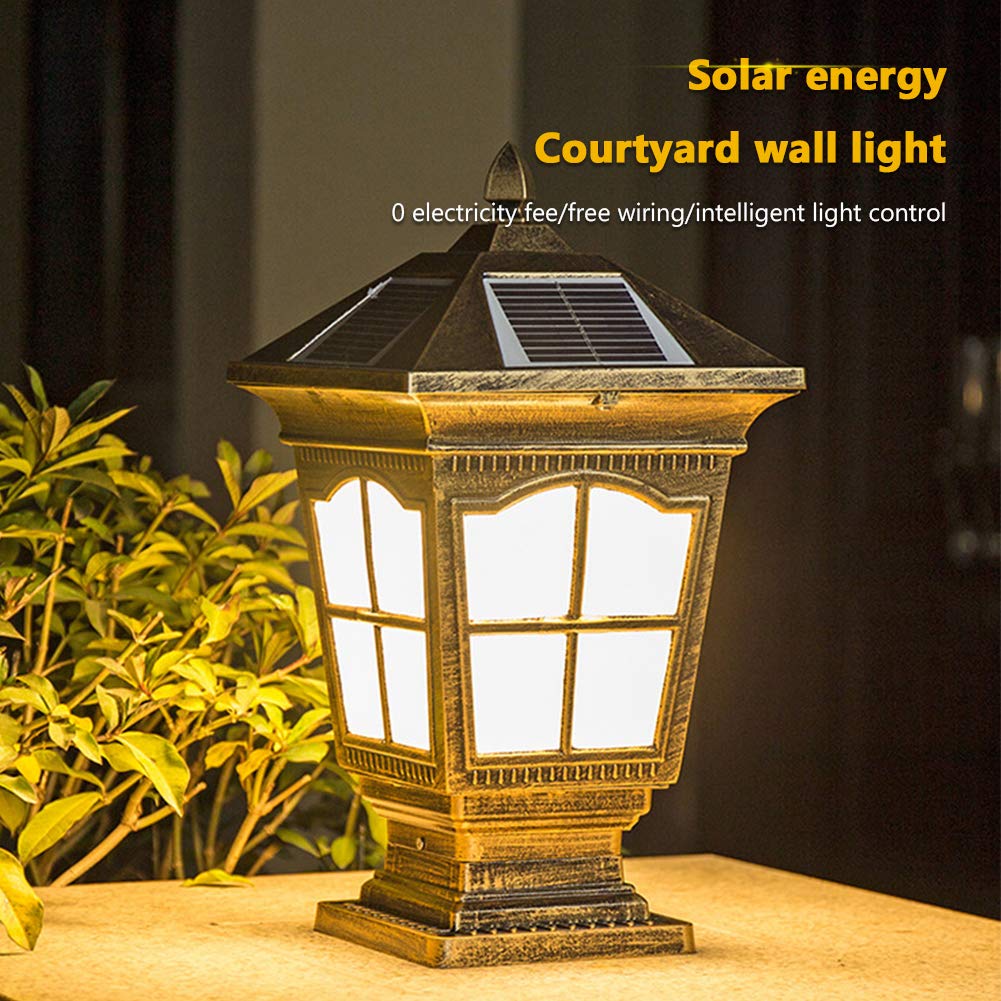 TY-ZWJ Light-Controlled Solar Column Headlights, Column Headlights Wall Lights Outdoor Fence Fence Lights Rainproof Home Garden Lights Modern Outdoor Lighting Solar Column Headlights