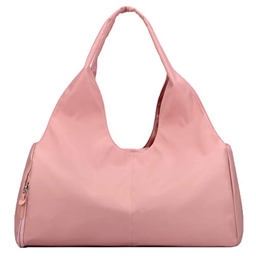 forestfish Duffel Bag Gym Totes with Dry Wet Pocket & Shoes Compartment for Women and Men, Pink