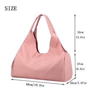 forestfish Duffel Bag Gym Totes with Dry Wet Pocket & Shoes Compartment for Women and Men, Pink