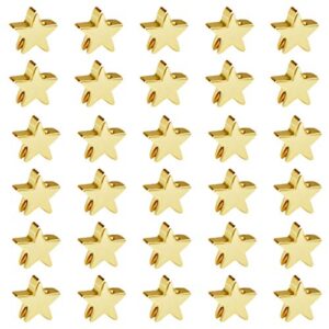 tiggell 50pcs star spacer beads alloy charms pendents beads for arts crafts diy bracelet necklace earring jewelry making decor (gold)