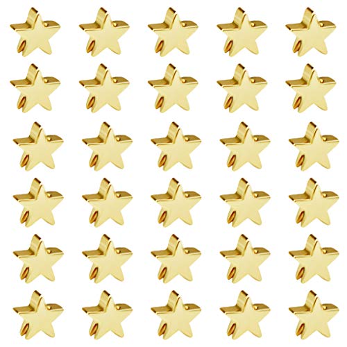 tiggell 50pcs Star Spacer Beads Alloy Charms Pendents Beads for Arts Crafts DIY Bracelet Necklace Earring Jewelry Making Decor (Gold)