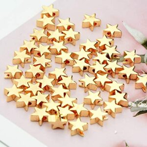 tiggell 50pcs Star Spacer Beads Alloy Charms Pendents Beads for Arts Crafts DIY Bracelet Necklace Earring Jewelry Making Decor (Gold)