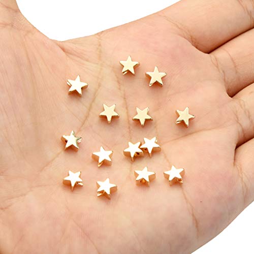 tiggell 50pcs Star Spacer Beads Alloy Charms Pendents Beads for Arts Crafts DIY Bracelet Necklace Earring Jewelry Making Decor (Gold)