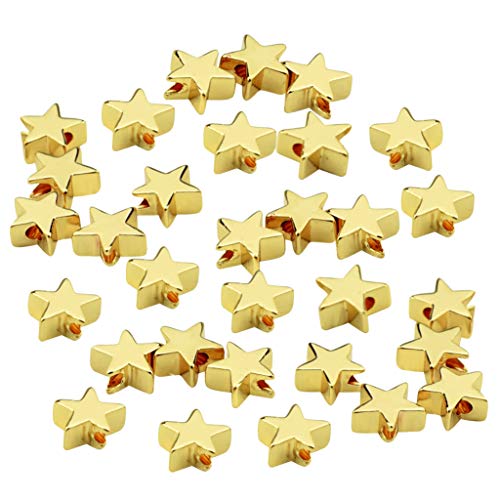 tiggell 50pcs Star Spacer Beads Alloy Charms Pendents Beads for Arts Crafts DIY Bracelet Necklace Earring Jewelry Making Decor (Gold)