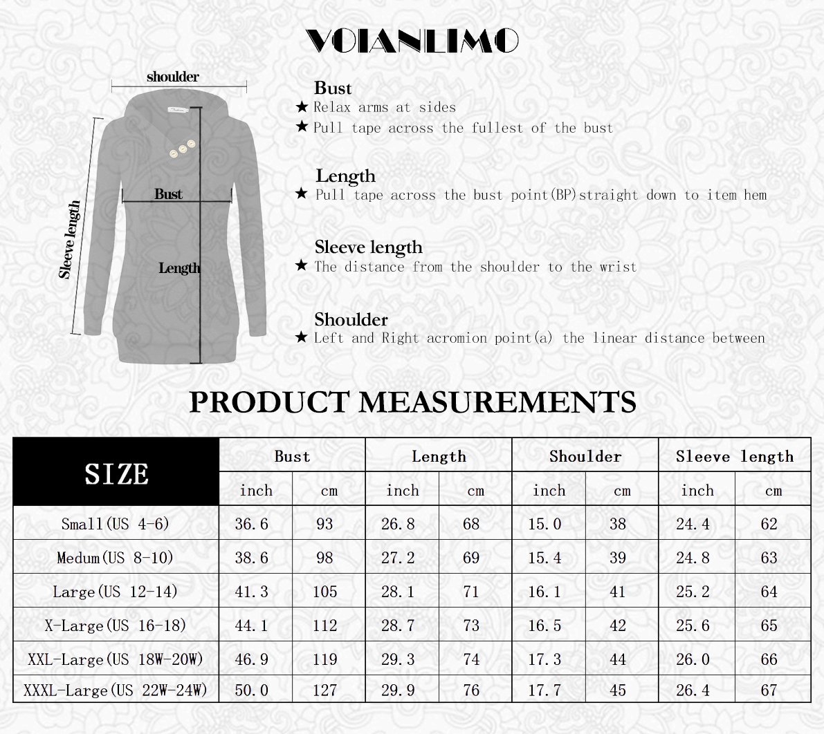 VOIANLIMO Women's Thin Cotton Pullover Hoodie Sweater Button V-Neck Hooded Sweatshirt with Pockets XX-Large Carbon Rust