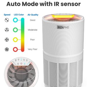 【Official Authentic】 RENPHO True HEPA Replacement Filter for RP-AP089W/RP-AP089B, 5-Stage Filtration System, Air Quality Monitor, Smart Auto Mode, for improving Moist Conditions, RP-AP089-F2