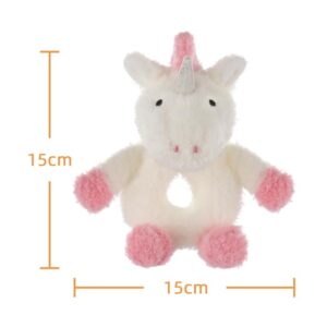 Apricot Lamb Baby Unicorn Soft Rattle Toy, Plush Stuffed Animal for Newborn Soft Hand Grip Shaker Over 0 Months (Unicorn, 6 Inches)