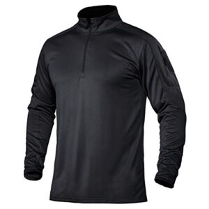 tacvasen men's athletic shirts long sleeve workout hiking golf polo active shirt black xl