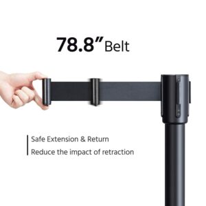 Yaheetech Retractable Belt Stanchion Set, Baking Varnished Safety Stanchion Post for Queuing Lines Black 8 Pack