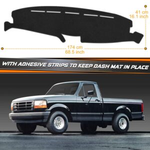 NDRUSH Dash Mat Dashboard Cover Carpet Compatible with Ford F150 F250 F350 1992 1993 1994 1995 1996 Black