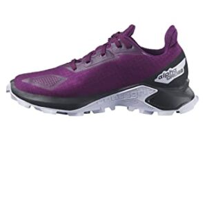 Salomon Kids ALPHACROSS Blast CLIMASALOMON Waterproof Trail Running Shoes, Plum Caspia/Black/Purple Heather, 2 US Unisex Little