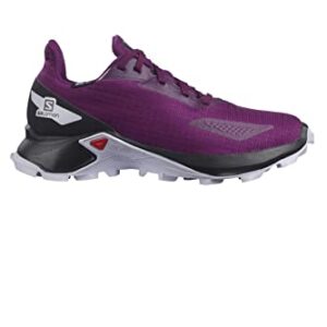 Salomon Kids ALPHACROSS Blast CLIMASALOMON Waterproof Trail Running Shoes, Plum Caspia/Black/Purple Heather, 2 US Unisex Little