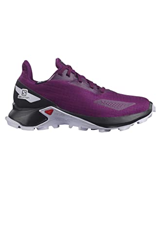 Salomon Kids ALPHACROSS Blast CLIMASALOMON Waterproof Trail Running Shoes, Plum Caspia/Black/Purple Heather, 2 US Unisex Little