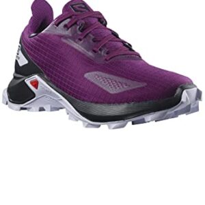 Salomon Kids ALPHACROSS Blast CLIMASALOMON Waterproof Trail Running Shoes, Plum Caspia/Black/Purple Heather, 2 US Unisex Little