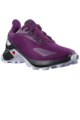 Salomon Kids ALPHACROSS Blast CLIMASALOMON Waterproof Trail Running Shoes, Plum Caspia/Black/Purple Heather, 2 US Unisex Little