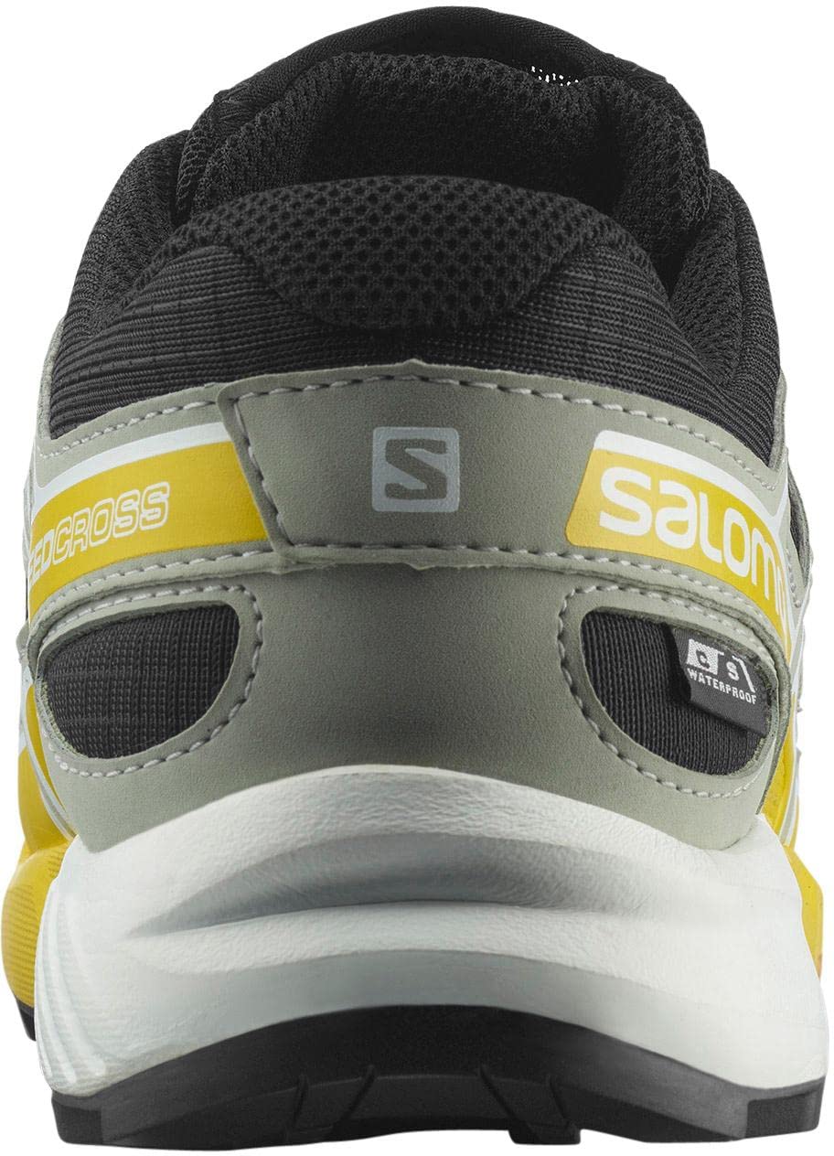 Salomon Kids Speedcross CLIMASALOMON Waterproof Trail Running Shoes, Black/Lunar Rock/Cherry Tomato, 15 US Unisex Little