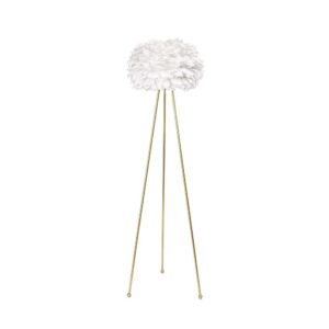 maxax feather floor lamp, tripod floor lamp with white feather shade, standing light for bedrooms/dining room/living room/kitchen, gold classic