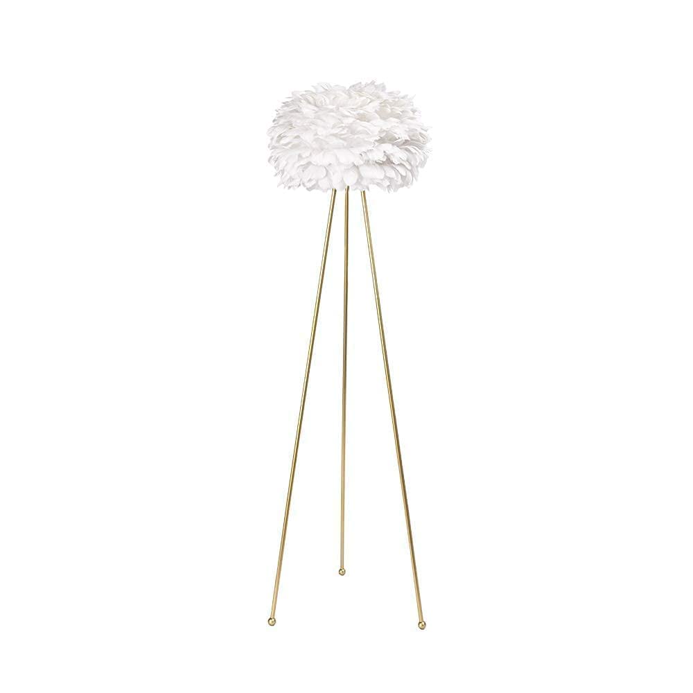 Maxax Feather Floor Lamp, Tripod Floor Lamp with White Feather Shade, Standing Light for Bedrooms/Dining Room/Living Room/Kitchen, Gold Classic