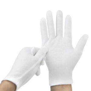 grimson 10pairs white cotton gloves thickened stretchable glove spa gloves inspection gloves moisturizing eczema…