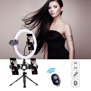 K&F Concept 11 Inch Selfie Ring Light Set with Tripod Stand Cell Phone Holder 3 Light Modes Smartphone Ring Light