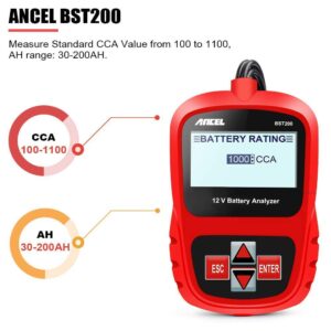 ANCEL BST200 Car Battery Load Tester 12V 100-1100 CCA Automotive Bad Cell Test Tool Digital Analyzer with ANCEL Protective Case Storage Bag