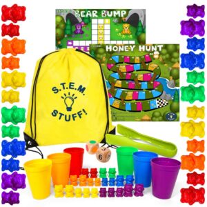 counting bears - math manipulatives preschool learning activities - learn addition, subtraction, colors, sorting and stacking - stem toys for prek to kindergarten toddler boys and girls ages 3+