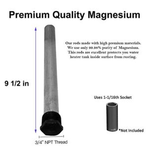 (2-pack) RV Water Heater Anode Rod - Magnesium Anode Rod 3/4'' NTP Thread - Tank Corrosion Protection, Camper Element with Suburban Water Heater 232767 & Mor-Flo Water Heater Tanks - 9.25" Long