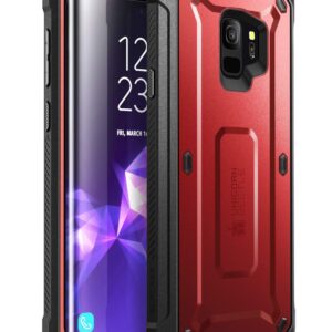 SupCase Unicorn Beetle Pro Series Case Designed for Galaxy S9, with Built-in Screen Protector Full-Body Rugged Holster Case for Galaxy S9 (2018 Release) (MetallicRed)