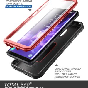 SupCase Unicorn Beetle Pro Series Case Designed for Galaxy S9, with Built-in Screen Protector Full-Body Rugged Holster Case for Galaxy S9 (2018 Release) (MetallicRed)