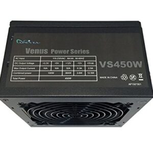 APEVIA ATX-VS450W-10 Venus 450W ATX Power Supply with Auto-Thermally Controlled 120mm Fan, 115/230V Switch, All Protections (10-pk)