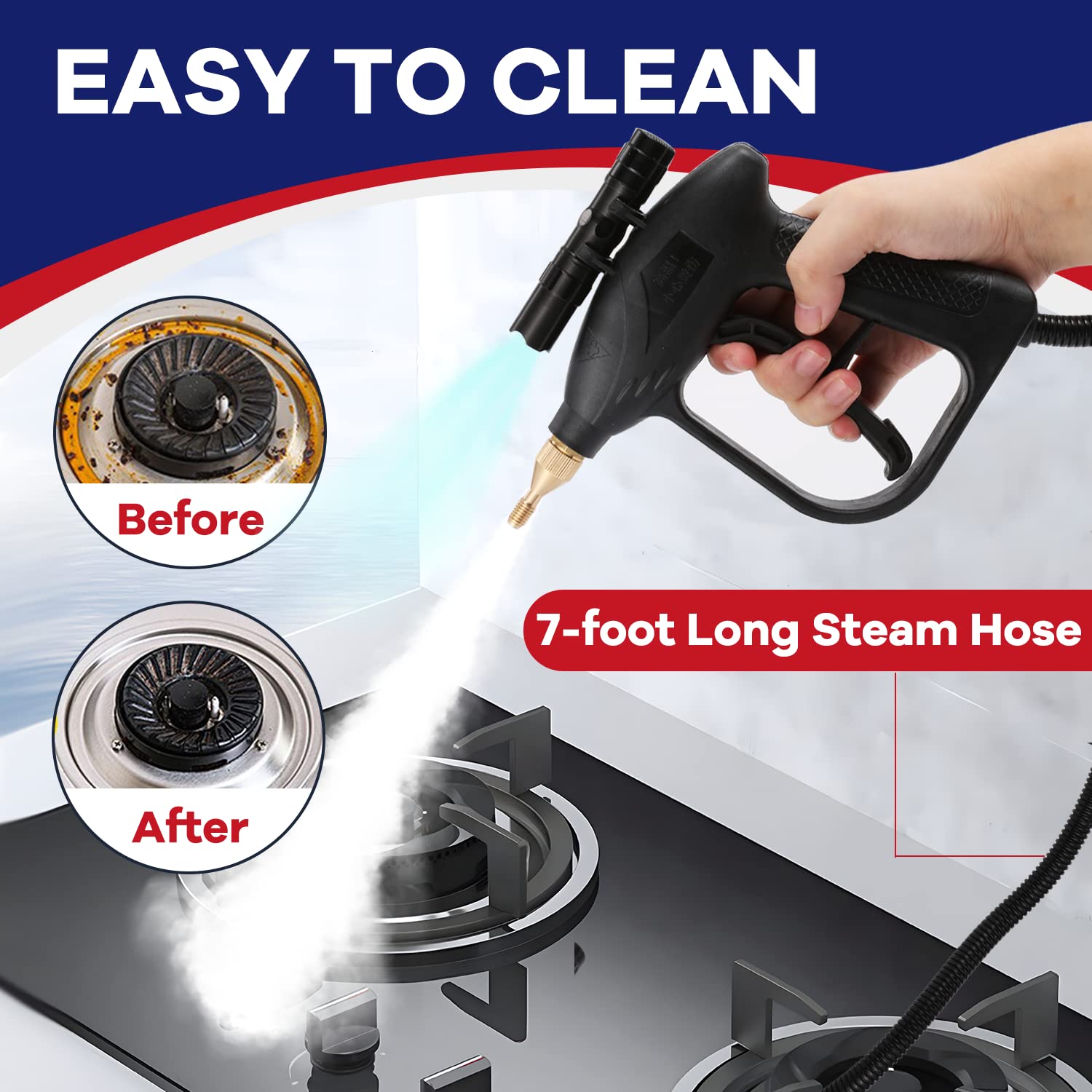 Moongiantgo 1700W High Pressure Steam Cleaner Handheld Portable Instant Steam Cleaning Machinefor Commercial Home USe Kitchen Bathroom Grout Tile Car Detailing (Black, 110V)