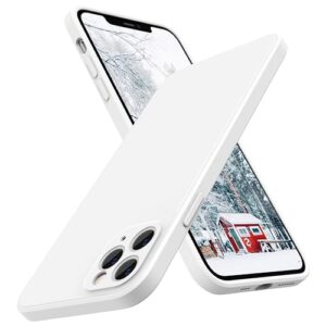 surphy square design for iphone 11 pro max case with camera protection, straight edge design liquid silicone slim case, white