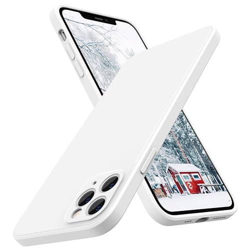 SURPHY Square Design for iPhone 11 Pro Max Case with Camera Protection, Straight Edge Design Liquid Silicone Slim Case, White