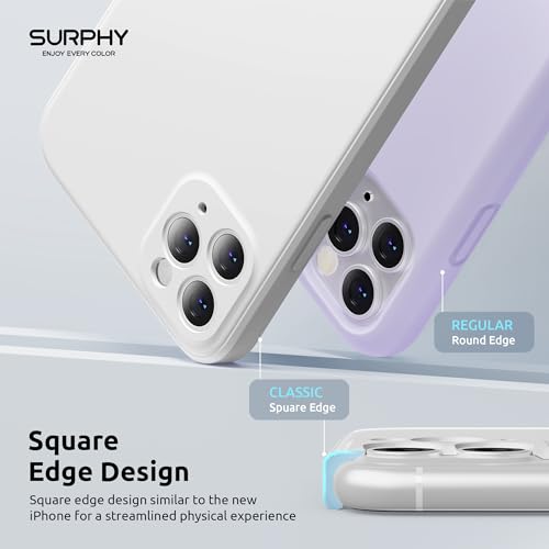 SURPHY Square Design for iPhone 11 Pro Max Case with Camera Protection, Straight Edge Design Liquid Silicone Slim Case, White