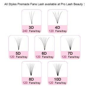 PRO LASHBEAUTY Premade Volume Eyelash Extensions 5D, D Curl, 0.10mm, 14mm, Vegan, Individual, False Eyelash Extensions