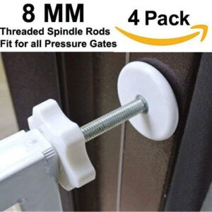 Vmaisi Baby Gate Wall Protector - 4 Pack Bundle with Threaded Spindle Rods Extra Long Baby Gate Accessory Replacement Screws Parts