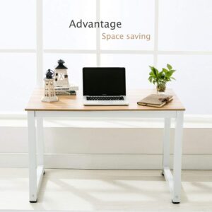 Computer Desk, 43in Wood Work Desk Large Gaming Writing Desk PC Laptop Table Study Workstation Home Office Furniture (Burlywood)