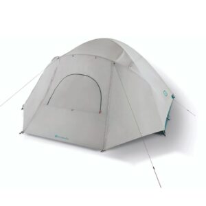 outbound 8 person 3 season lightweight easy set up dome camping tent heavy duty 600mm coated blackout rainfly and zip carrying bag, white/gray
