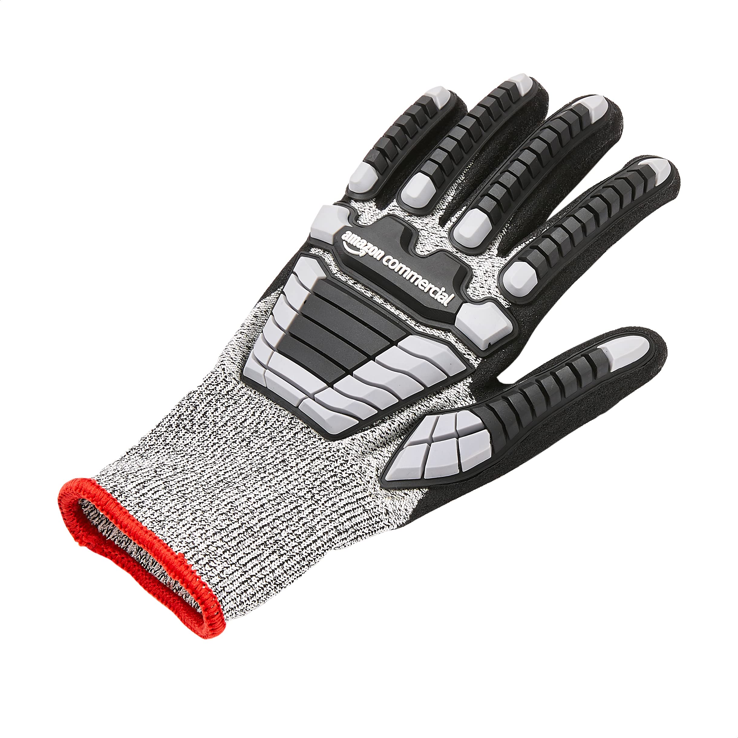 AmazonCommercial 13G SilverSilk & Sandy Nitrile Gloves with Impact Protection (Grey/Black), Size S, 1-Pair