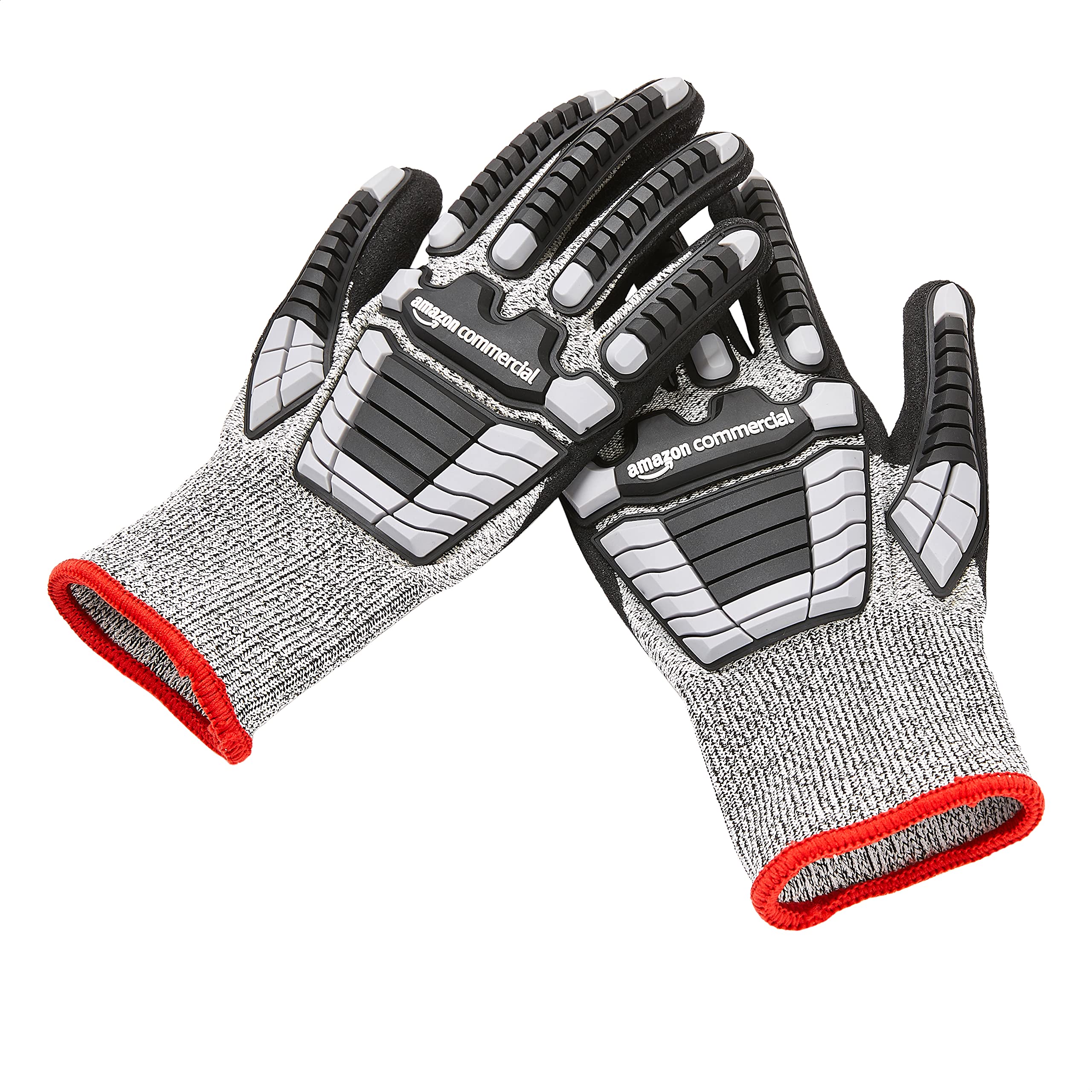 AmazonCommercial 13G SilverSilk & Sandy Nitrile Gloves with Impact Protection (Grey/Black), Size S, 1-Pair