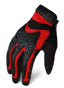 ironclad exo motor impact glove; work gloves, tpr impact protection, (1 pair), exo2-migr-03-m,black & red