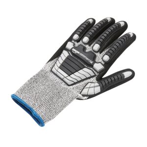 AmazonCommercial 13G SilverSilk & Sandy Nitrile Gloves with Impact Protection (Grey/Black), Size XL, 3-Pairs