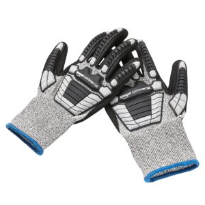 AmazonCommercial 13G SilverSilk & Sandy Nitrile Gloves with Impact Protection (Grey/Black), Size XL, 3-Pairs