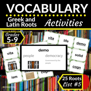 greek and latin roots activities-vocabulary list #5