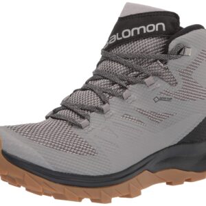 Salomon Outline Mid Gore-TEX Hiking Boots for Men, Frost Gray/Black/Alloy, 10.5