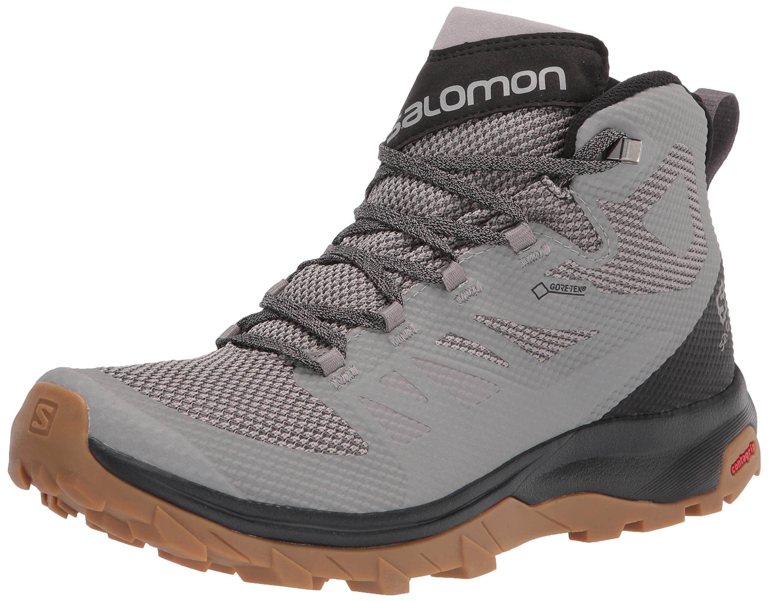 Salomon Outline Mid Gore-TEX Hiking Boots for Men, Frost Gray/Black/Alloy, 10.5