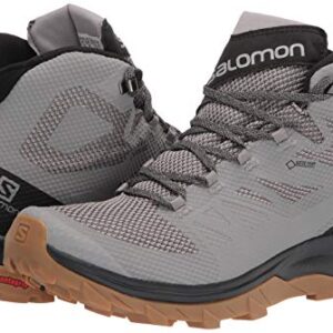 Salomon Outline Mid Gore-TEX Hiking Boots for Men, Frost Gray/Black/Alloy, 10.5