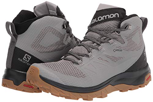 Salomon Outline Mid Gore-TEX Hiking Boots for Men, Frost Gray/Black/Alloy, 10.5